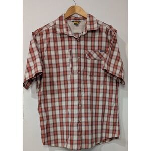 Eddie Bauer Mens Fishing Plaid Button Up Short Sleeve Shirt Outdoor Size L